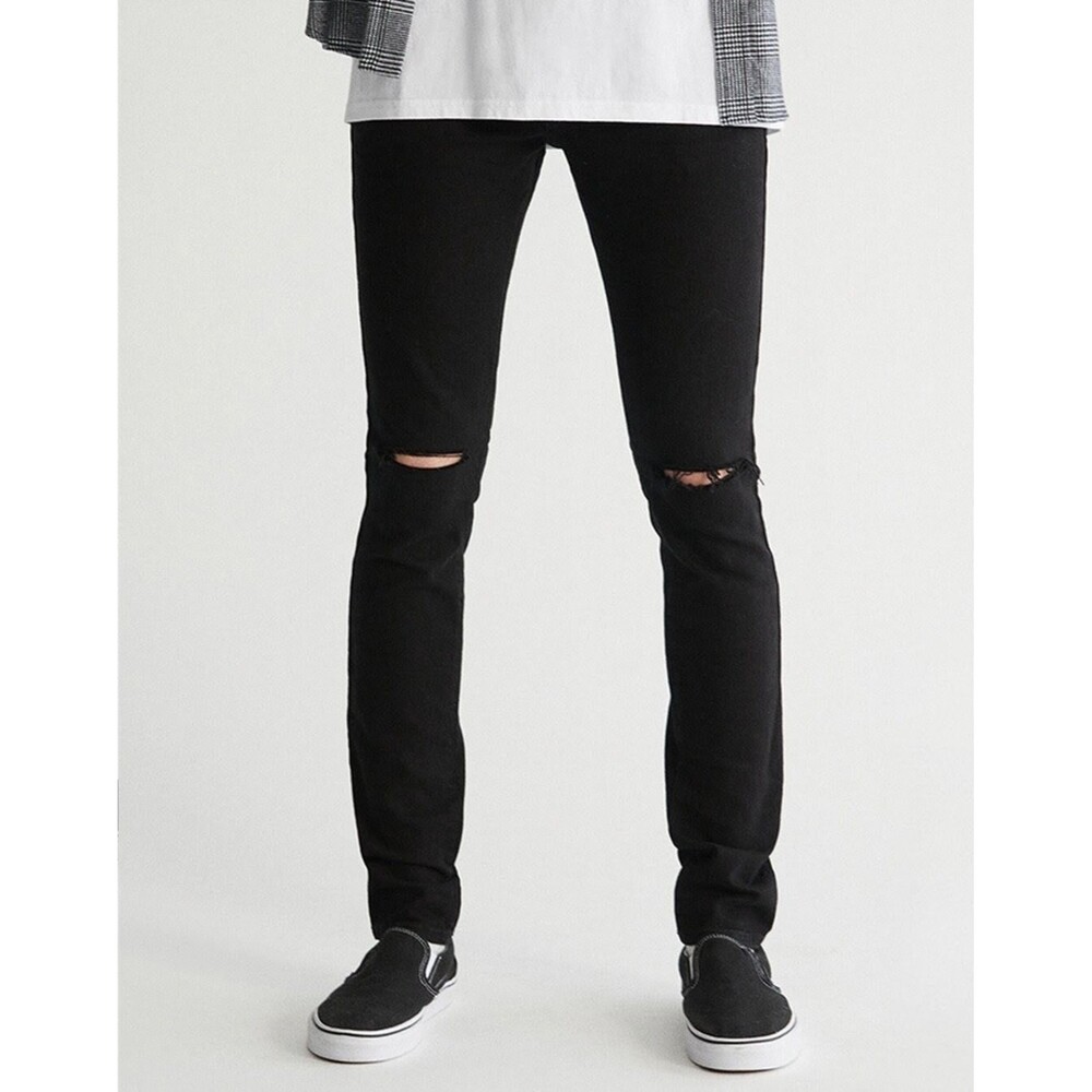 PacSun Size 32X31 Stacked Skinny Jeans Black Wash Denim Stretch Ripped
